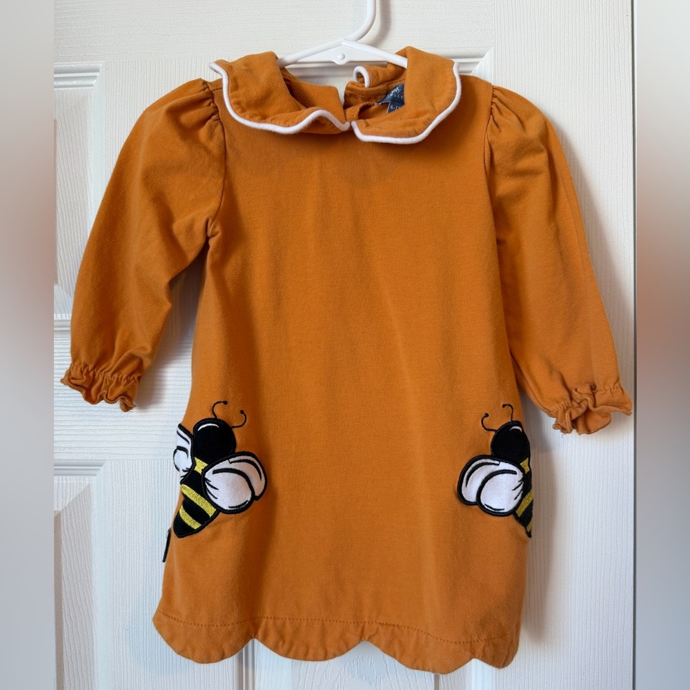 Simply Southern Orange Long-Sleeve Bee Appliqué Dress